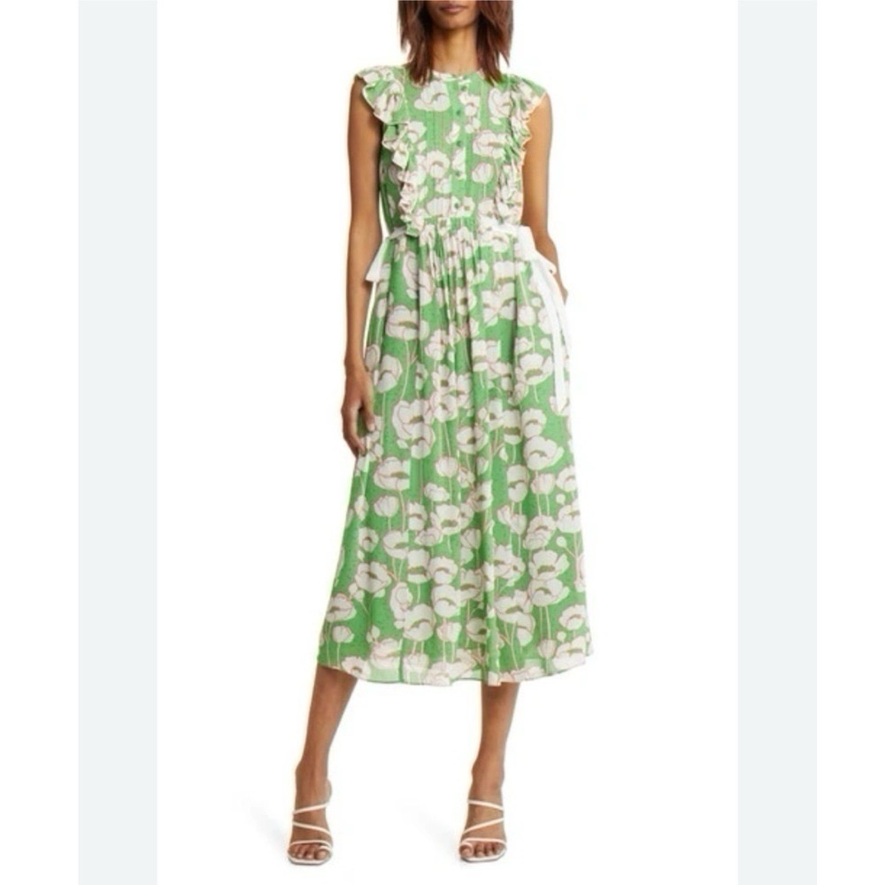 Ted Baker Tindraa Band Collar Midi Dress in Green - Picture 6 of 12